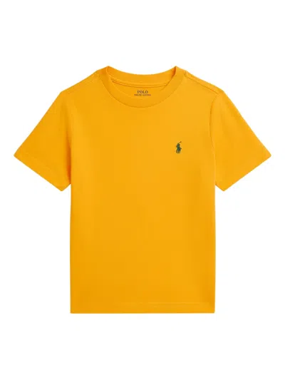 Polo Ralph Lauren Kids' Logo-embroidered Crew Neck T-shirt In Yellow