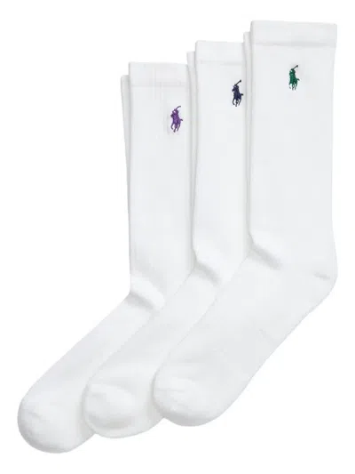Polo Ralph Lauren Logo-embroidered Crew Socks (pack Of Three) In White