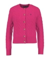 Polo Ralph Lauren Cable-knit Cashmere Blend Cardigan With Iconic Embroidered Pony In Pink