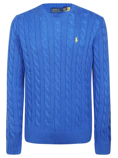 Polo Ralph Lauren Logo Embroidered Crewneck Jumper In Dark Blue