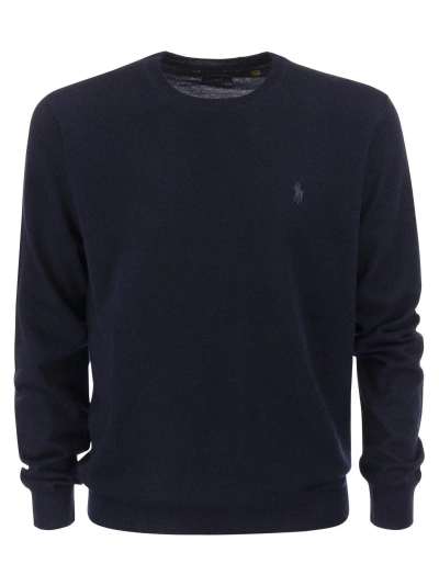 Polo Ralph Lauren Logo Embroidered Crewneck Sweater In Black
