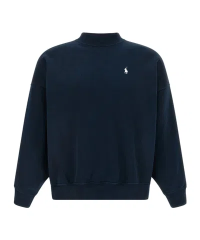 Polo Ralph Lauren Logo Embroidered Crewneck Sweatshirt In Blue