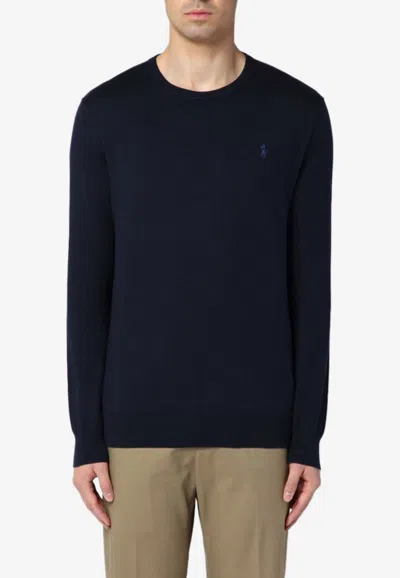 Polo Ralph Lauren Logo Embroidered Crewneck Sweatshirt In Blue