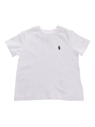 Polo Ralph Lauren Babies' Logo Embroidered Crewneck T-shirt In White