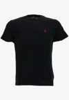 Polo Ralph Lauren Black Crewneck T-shirt With Pony Embroidery On The Front In Black