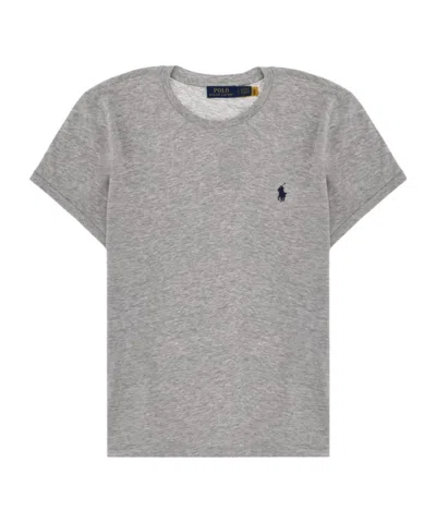 Polo Ralph Lauren Logo Embroidered Crewneck T-shirt In Gray