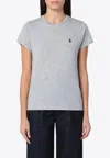 Polo Ralph Lauren Crew Neck Heathered Logo Cotton T-shirt In Gray