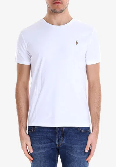 Polo Ralph Lauren Logo Embroidered Crewneck T-shirt In White