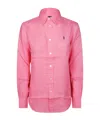 Polo Ralph Lauren Logo Embroidered Curved Hem Polo Shirt In Pink