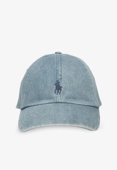 Polo Ralph Lauren Logo Embroidered Denim Baseball Cap In Blue