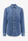 Polo Ralph Lauren Logo Embroidered Denim Shirt In Blue