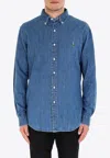 Polo Ralph Lauren Blue Shirt With Pony Embroidery On The Front In Blue