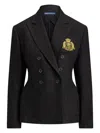 Polo Ralph Lauren Logo-embroidered Double-breasted Blazer In Black