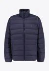 Polo Ralph Lauren Logo Embroidered Down Jacket In Blue