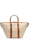 Polo Ralph Lauren Logo-embroidered Extra Large Canvas Tote Bag In Brown