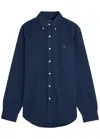 Polo Ralph Lauren Mens Navy Long-sleeved Garment-dyed Custom-fit Cotton Oxford Shirt Xl In Blue