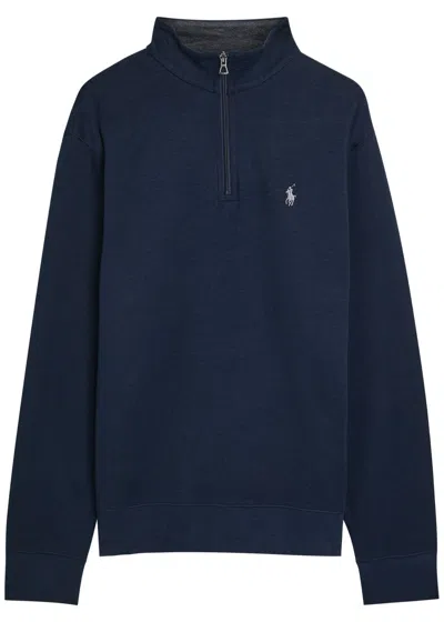 Polo Ralph Lauren Logo-embroidered Half-zip Cotton-blend Sweatshirt In Multi