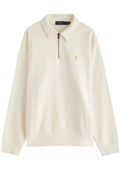 Polo Ralph Lauren Logo-embroidered Half-zip Cotton Sweatshirt In Cream