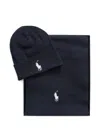Polo Ralph Lauren Logo-embroidered Hat And Scarf Set In Black