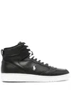 Polo Ralph Lauren Logo-embroidered High-top Sneakers In Black