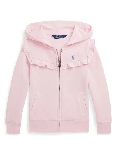 Polo Ralph Lauren Kids' Logo-embroidered Hooded Cardigan In Pink