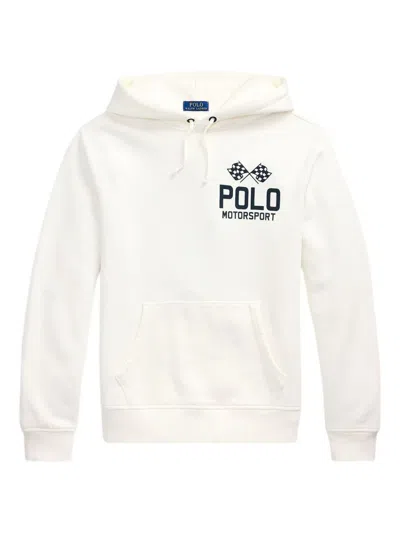 Polo Ralph Lauren Logo-embroidered Hooded Sweatshirt In White