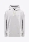 Polo Ralph Lauren Grey Cotton Hoodie With Contrasting Embroidered Logo In Gray