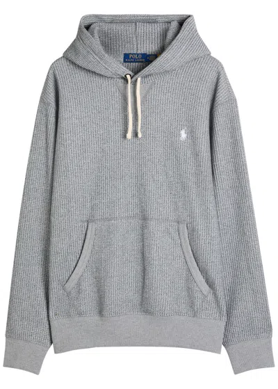 Polo Ralph Lauren Logo-embroidered Hooded Waffle-knit Sweatshirt In Multi