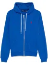 Polo Ralph Lauren Lightweight Zip-front Cotton Hoodie With Emblematic Logo In Blue