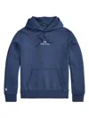 Polo Ralph Lauren Logo Double-knit Hoodie In Blue