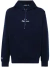 Polo Ralph Lauren Navy Blue Embroidered Logo Hoodie In Blue