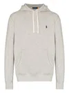 Polo Ralph Lauren Grey Cotton Hoodie With Contrasting Embroidered Logo In Gray