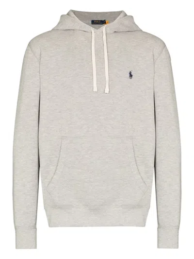 Polo Ralph Lauren Grey Cotton Hoodie With Contrasting Embroidered Logo In Multi