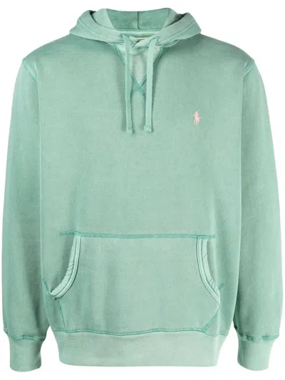 Polo Ralph Lauren Logo-embroidered Hoodie In Green
