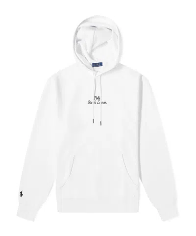 Polo Ralph Lauren Mens White Brand-embroidered Relaxed-fit Cotton-blend Hoody