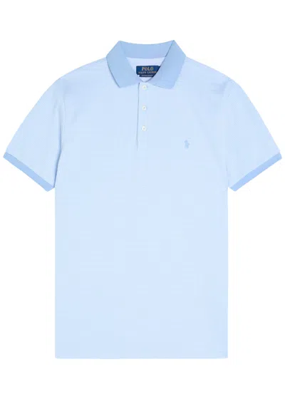 Polo Ralph Lauren Logo-embroidered Houndstooth Cotton Polo Shirt In Blue