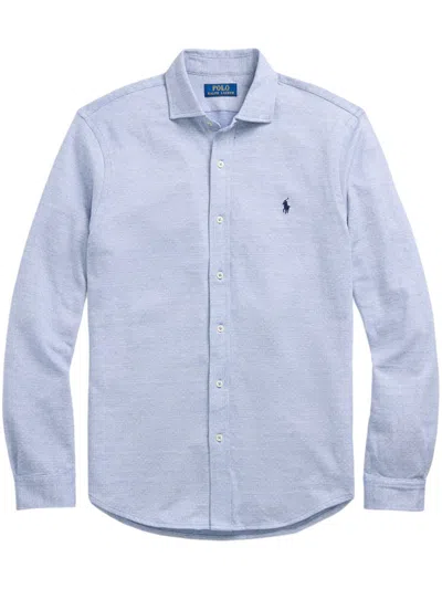 Polo Ralph Lauren Logo-embroidered Jacquard Shirt In Blue Heather Jaquard Texture