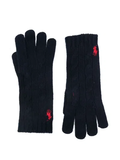 Polo Ralph Lauren Logo-embroidered Knitted Gloves In Black