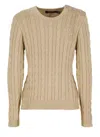 Polo Ralph Lauren Sweater With Embroidered Logo In Tan