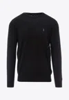 Polo Ralph Lauren Wool Pullover With Pony Embroidery In Black