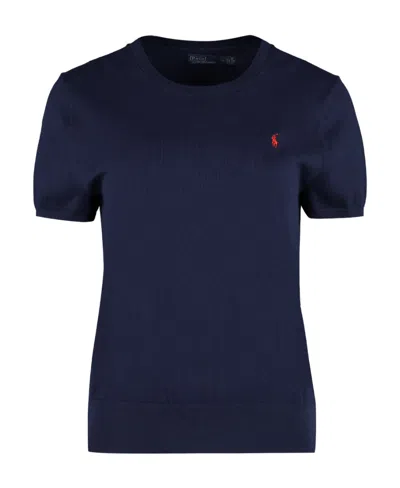 Polo Ralph Lauren Logo-embroidered Knitted T-shirt In Black
