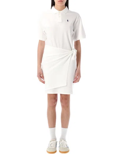 Polo Ralph Lauren Draped-panel Mini Dress In White