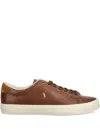 Polo Ralph Lauren Logo-embroidered Leather Sneakers In Brown