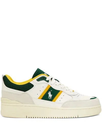 Polo Ralph Lauren Logo-embroidered Leather Sneakers In White