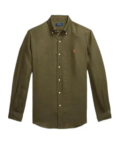 Polo Ralph Lauren Logo Embroidered Lightweight Shirt In Brown