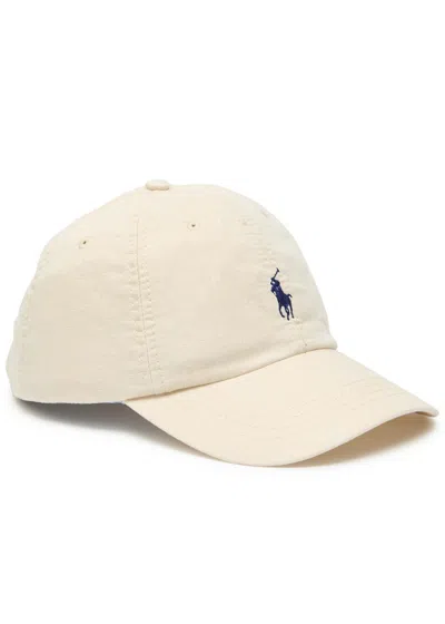 Polo Ralph Lauren Logo-embroidered Linen Cap In Cream