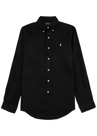Polo Ralph Lauren Logo-embroidered Linen Oxford Shirt In Black