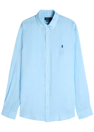 Polo Ralph Lauren Logo-embroidered Linen Shirt In Blue