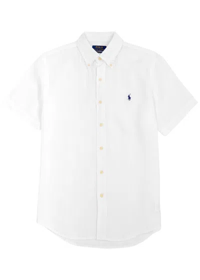 Polo Ralph Lauren Logo-embroidered Linen Shirt In White