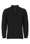 Polo Ralph Lauren Logo Embroidered Long-sleeved Polo Shirt In Black